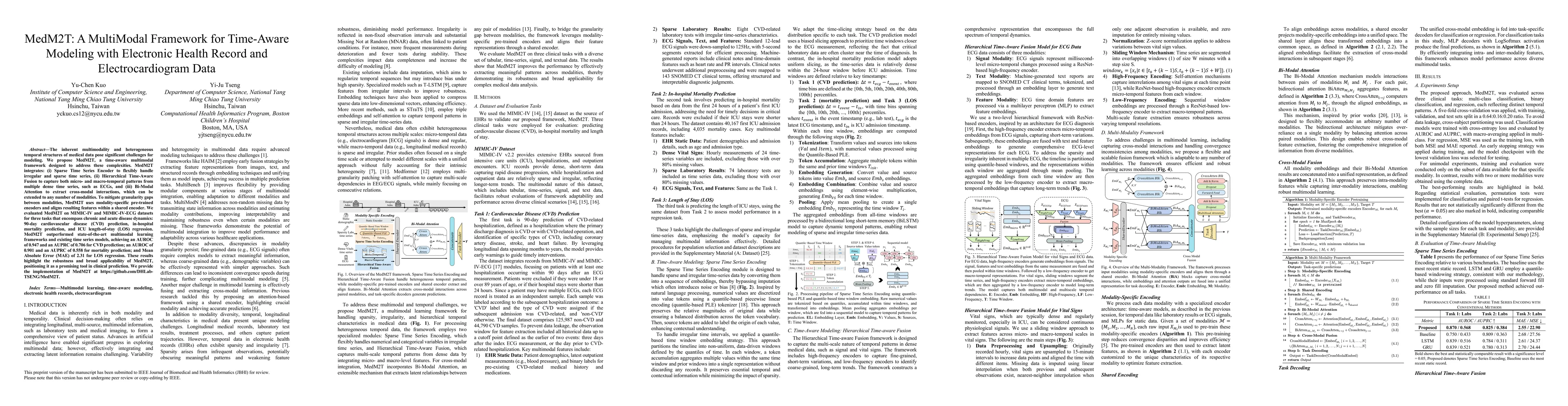 Thumbnail for MedM2T: A MultiModal Framework for Time-Aware Modeling with Electronic
  Health Record and Electrocardiogram Data