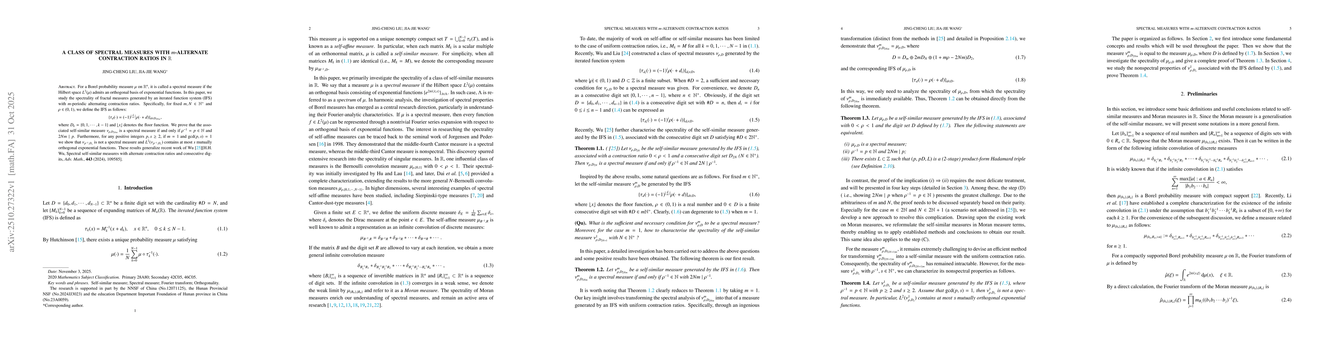 Thumbnail for A class of spectral measures with $m$-alternate contraction ratios in
  $\mathbb{R}$