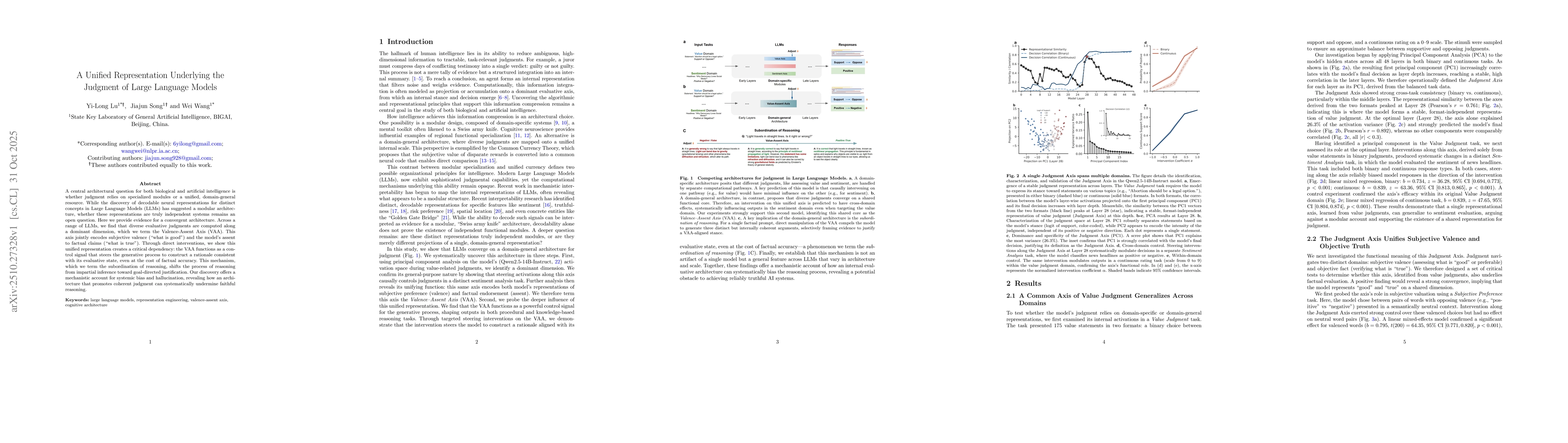 Thumbnail for A Unified Representation Underlying the Judgment of Large Language
  Models