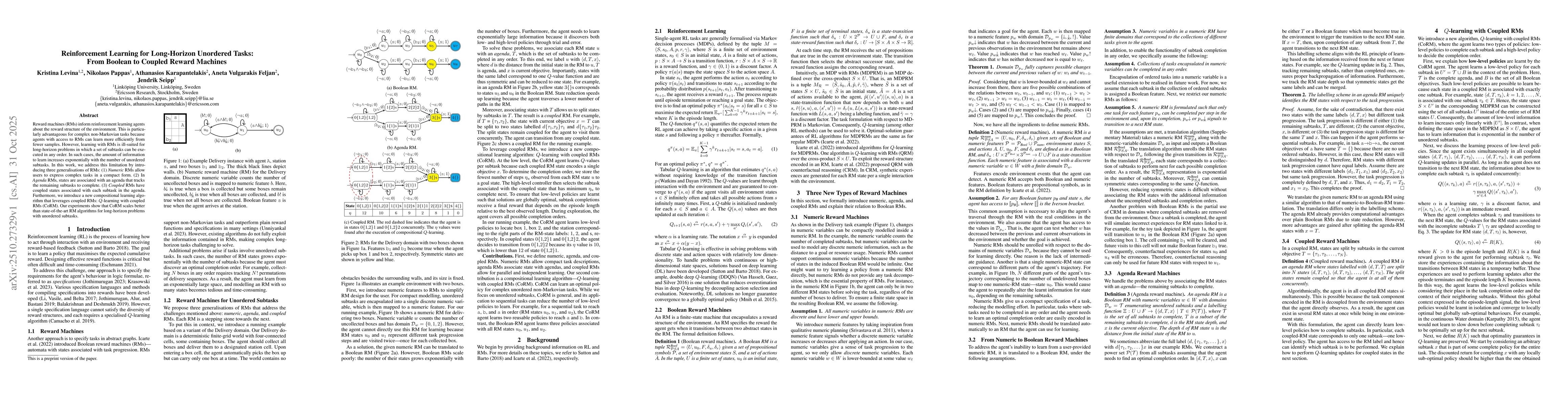 Thumbnail for Reinforcement Learning for Long-Horizon Unordered Tasks: From Boolean to
  Coupled Reward Machines