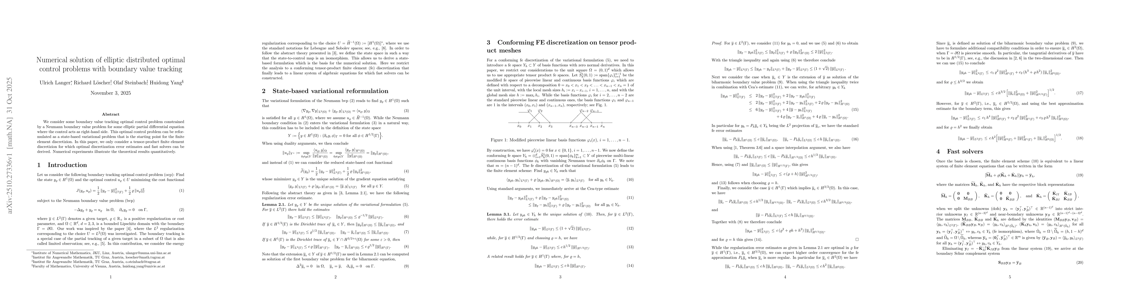 Thumbnail for Numerical solution of elliptic distributed optimal control problems with
  boundary value tracking