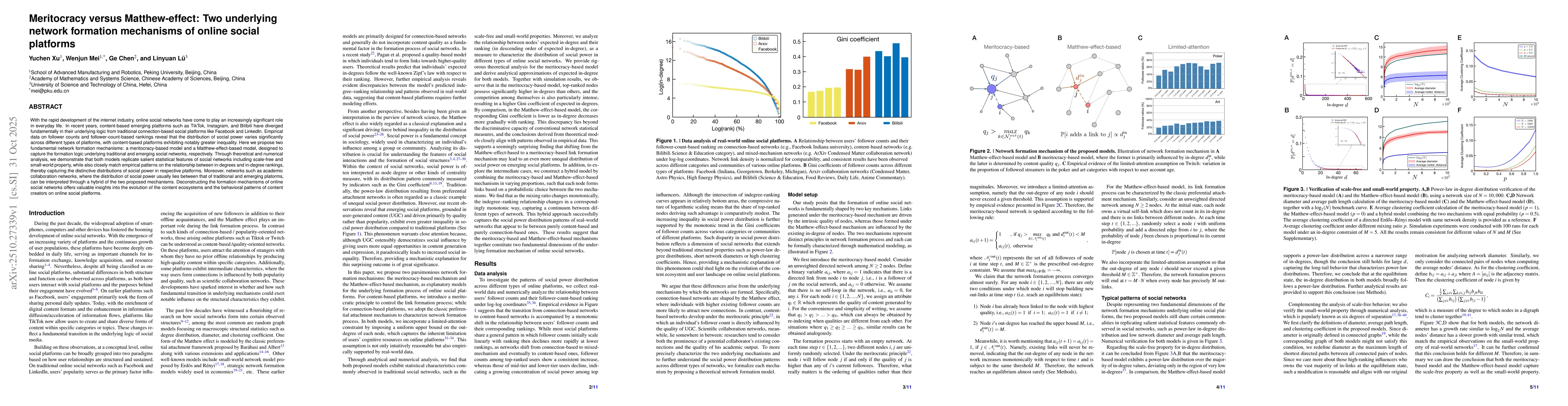 Thumbnail for Meritocracy versus Matthew-effect: Two underlying network formation
  mechanisms of online social platforms