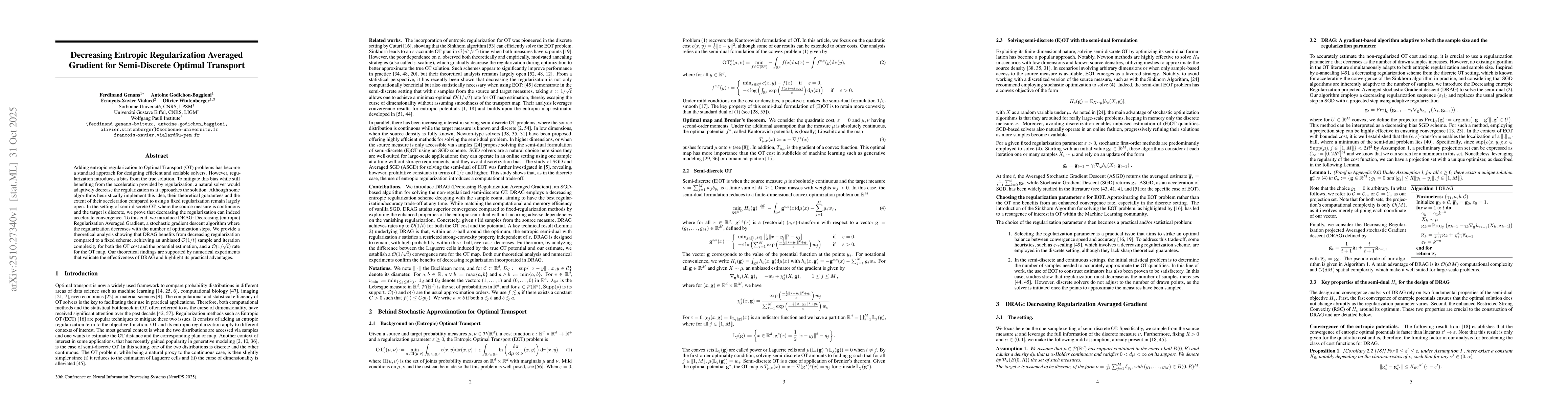Thumbnail for Decreasing Entropic Regularization Averaged Gradient for Semi-Discrete
  Optimal Transport
