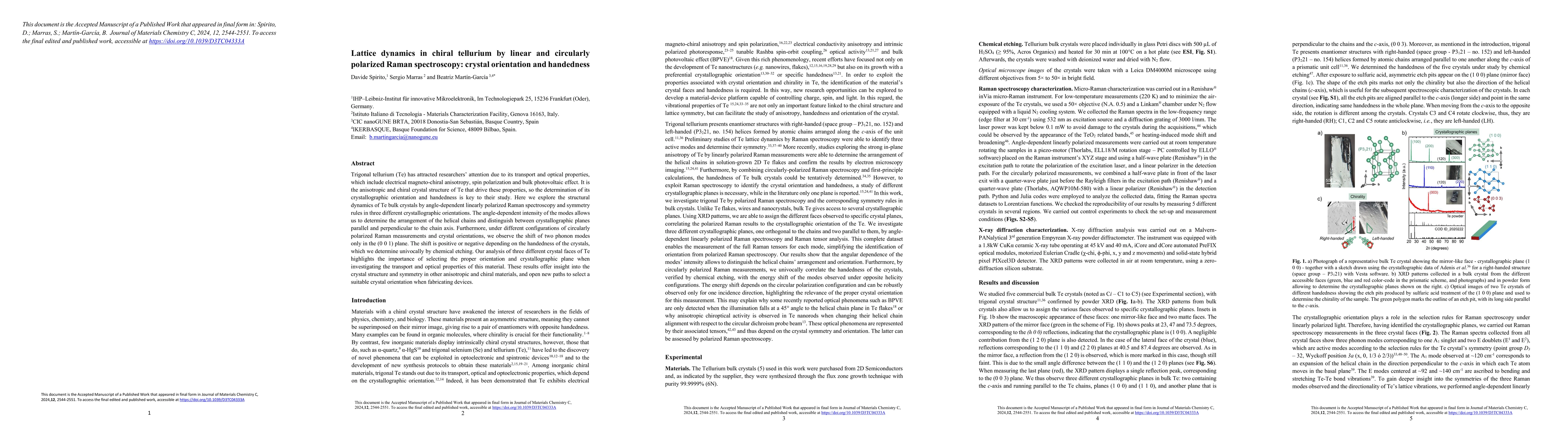 Thumbnail for Lattice dynamics in chiral tellurium by linear and circularly polarized
  Raman spectroscopy: crystal orientation and handedness