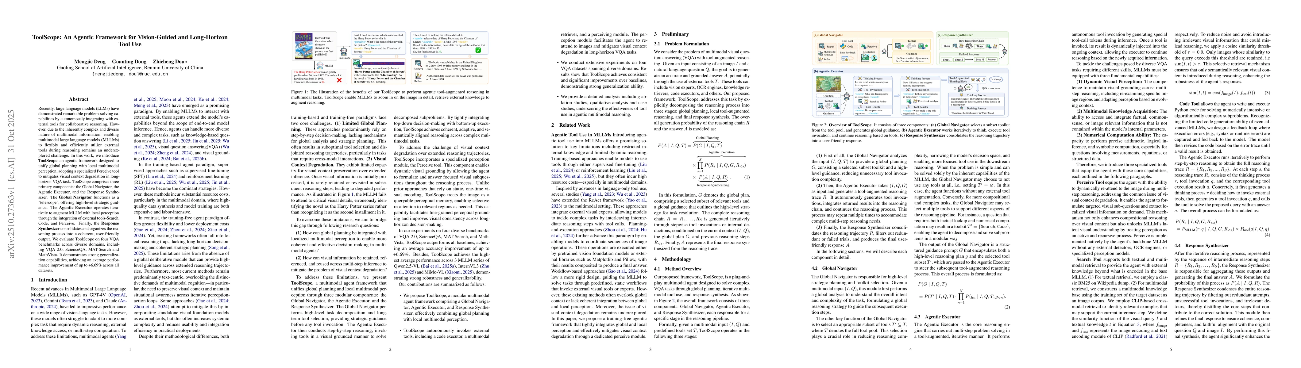 Thumbnail for ToolScope: An Agentic Framework for Vision-Guided and Long-Horizon Tool
  Use