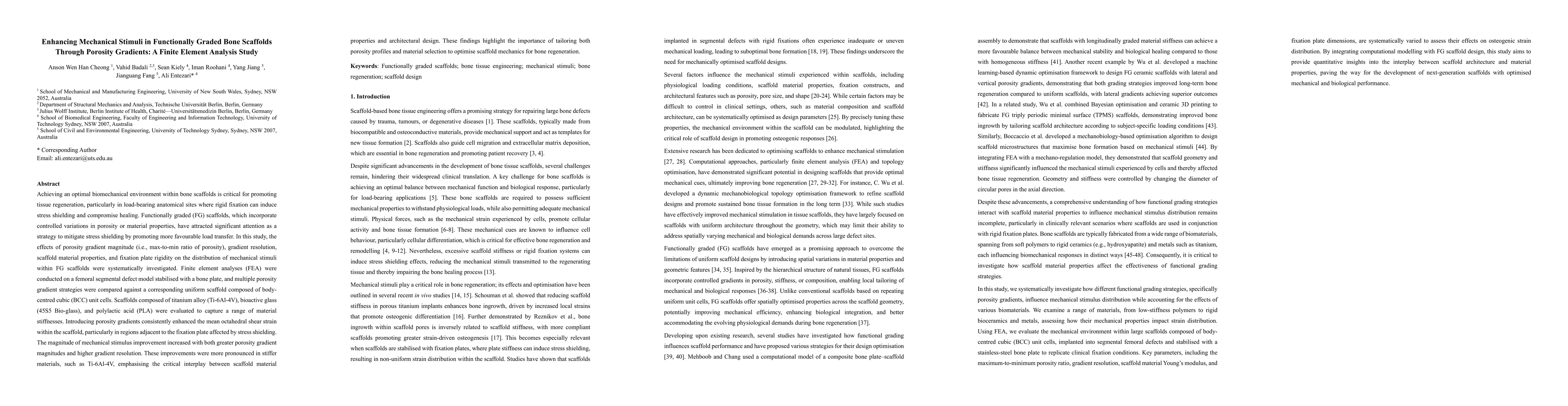 Thumbnail for Enhancing Mechanical Stimuli in Functionally Graded Bone Scaffolds
  Through Porosity Gradients: A Finite Element Analysis Study