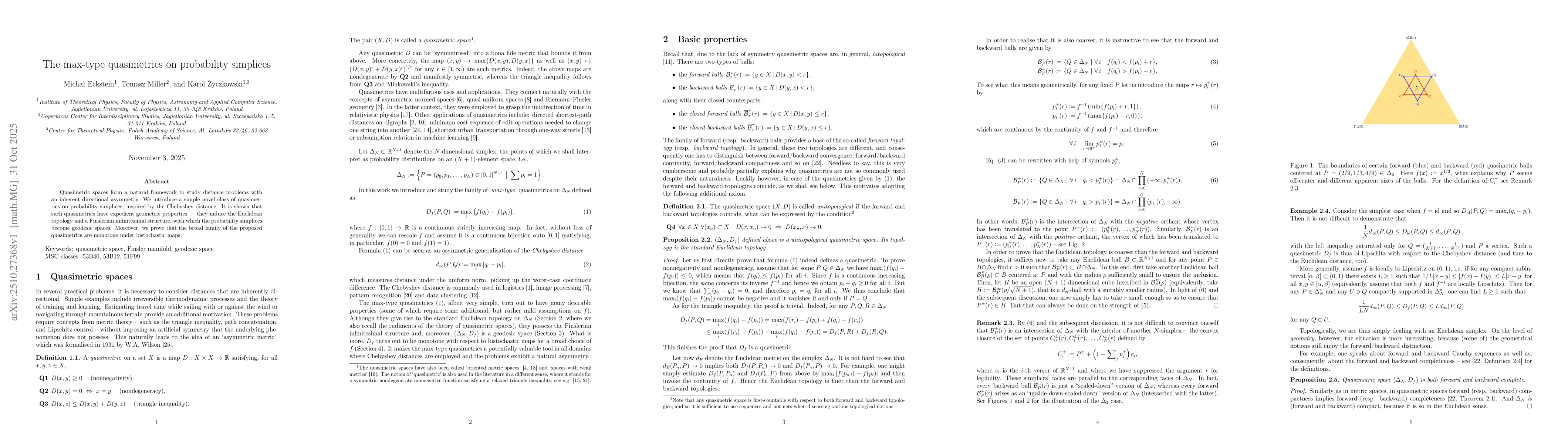 Thumbnail for The max-type quasimetrics on probability simplices