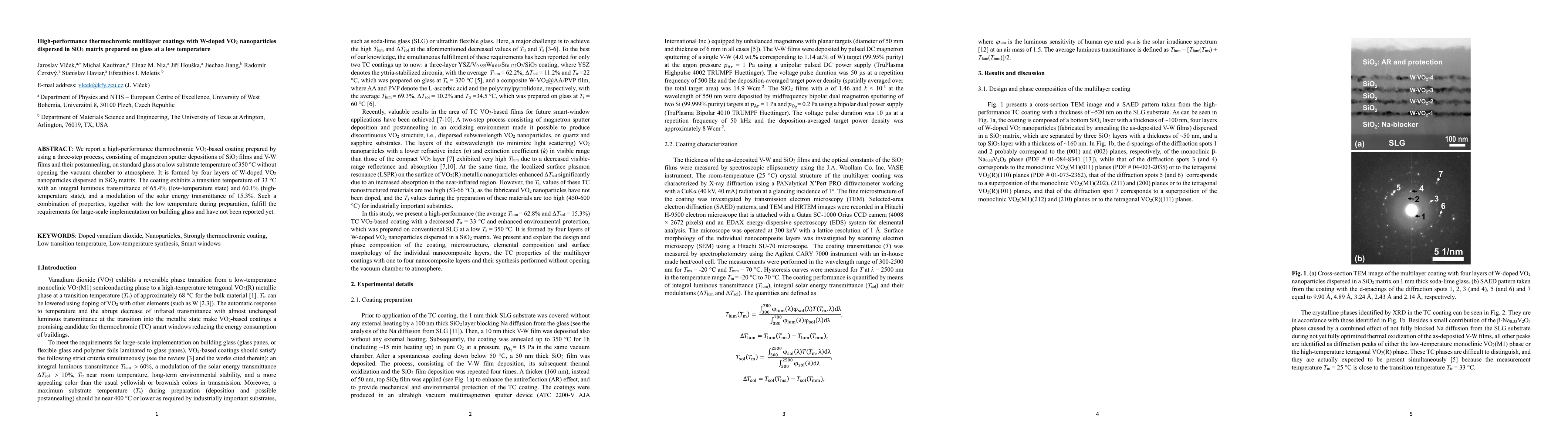 Thumbnail for High-performance thermochromic multilayer coatings with W-doped VO2
  nanoparticles dispersed in SiO2 matrix prepared on glass at a low temperature
