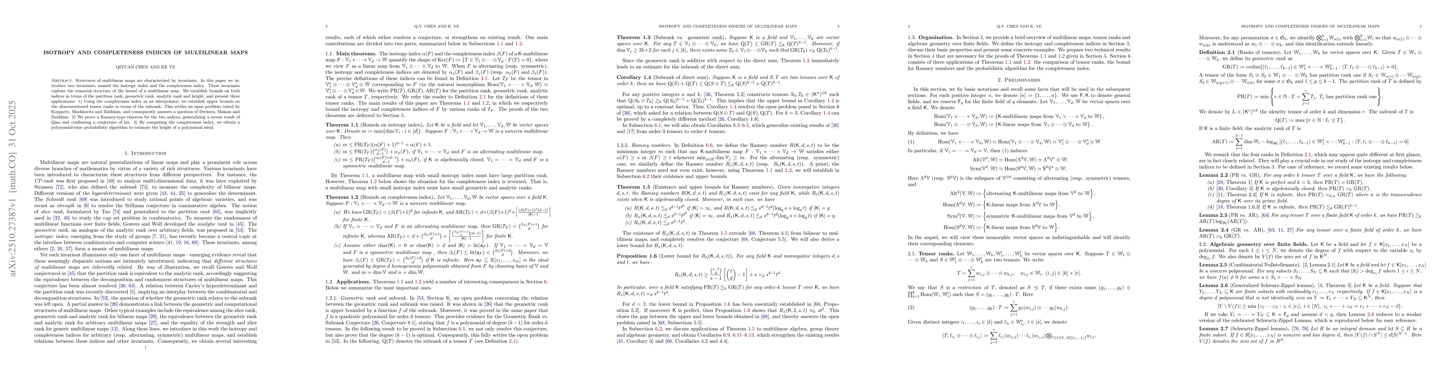 Thumbnail for Isotropy and completeness indices of multilinear maps