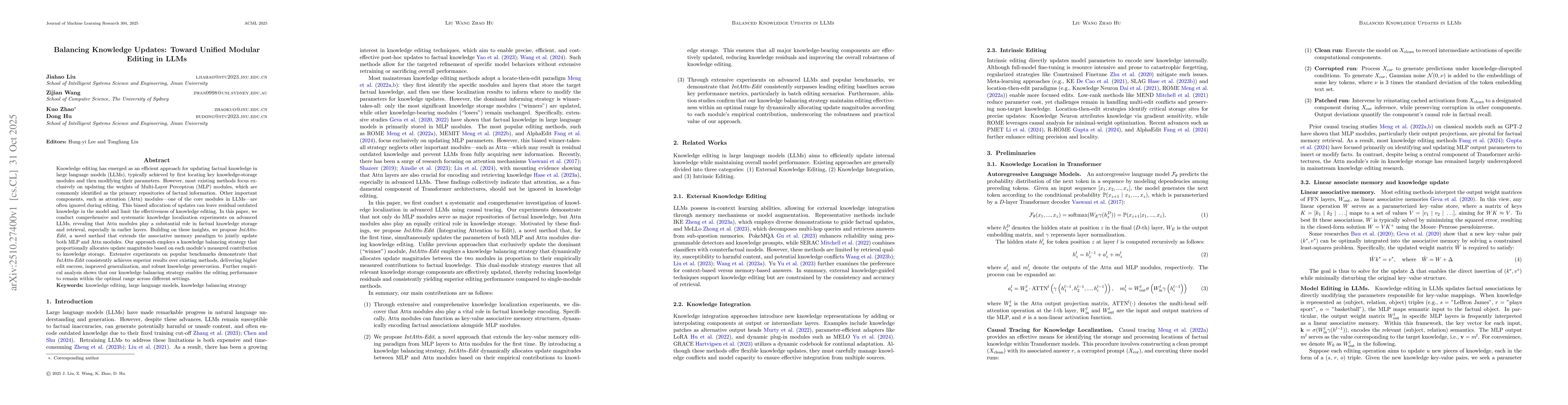 Thumbnail for Balancing Knowledge Updates: Toward Unified Modular Editing in LLMs