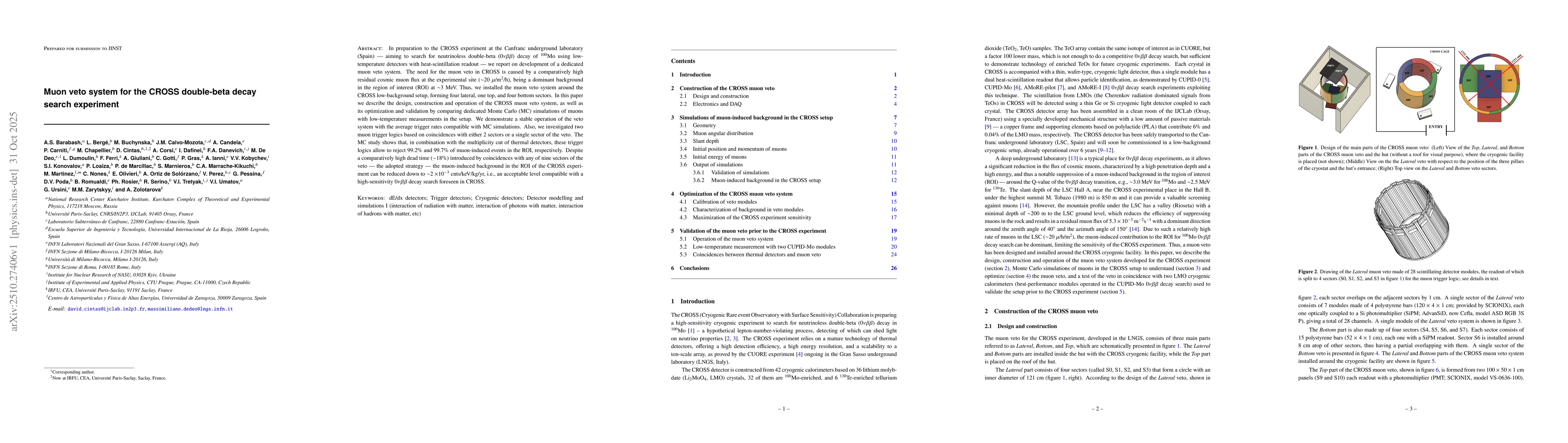 Thumbnail for Muon veto system for the CROSS double-beta decay search experiment