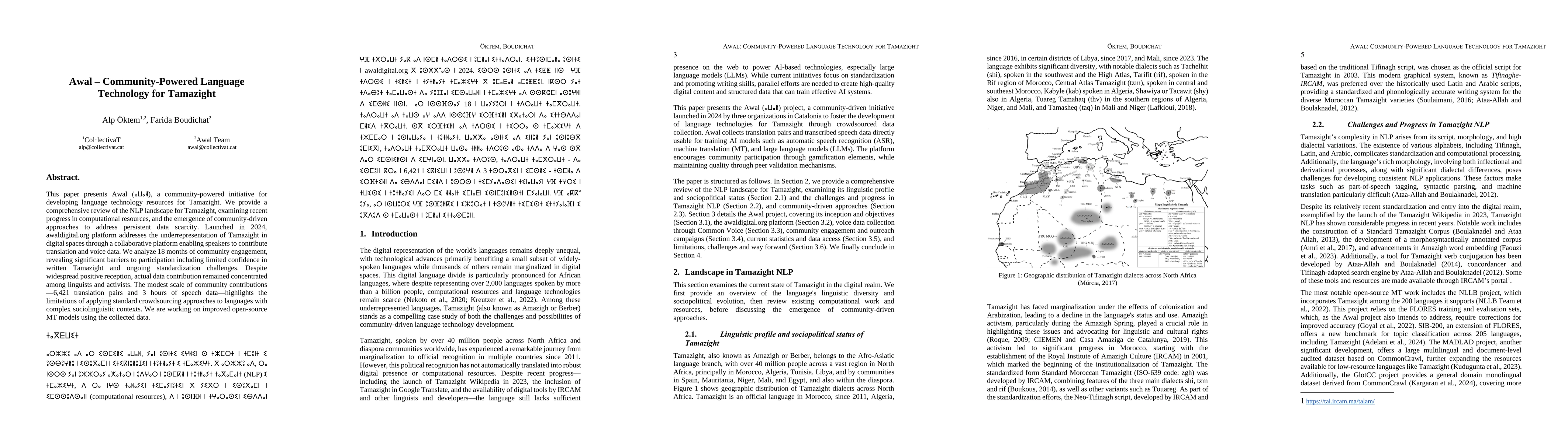Thumbnail for Awal -- Community-Powered Language Technology for Tamazight