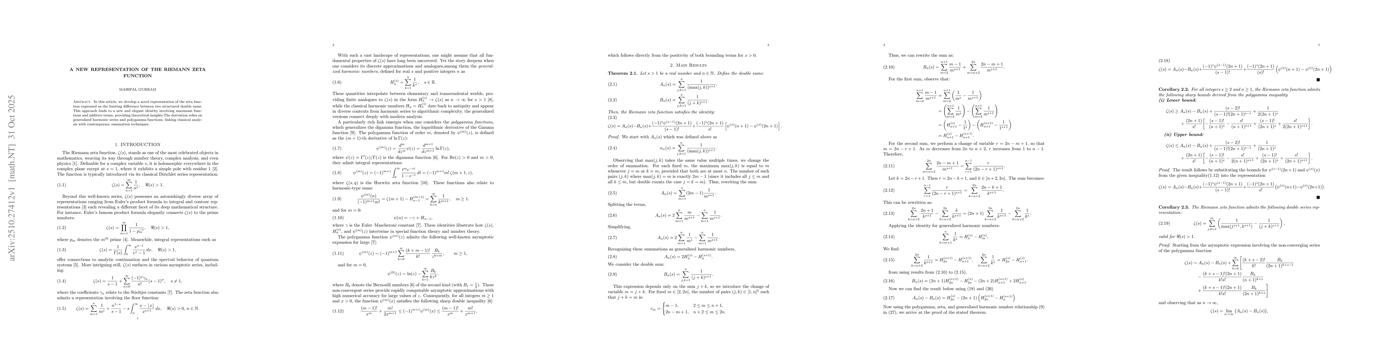 Thumbnail for A New Representation of the Riemann Zeta Function
