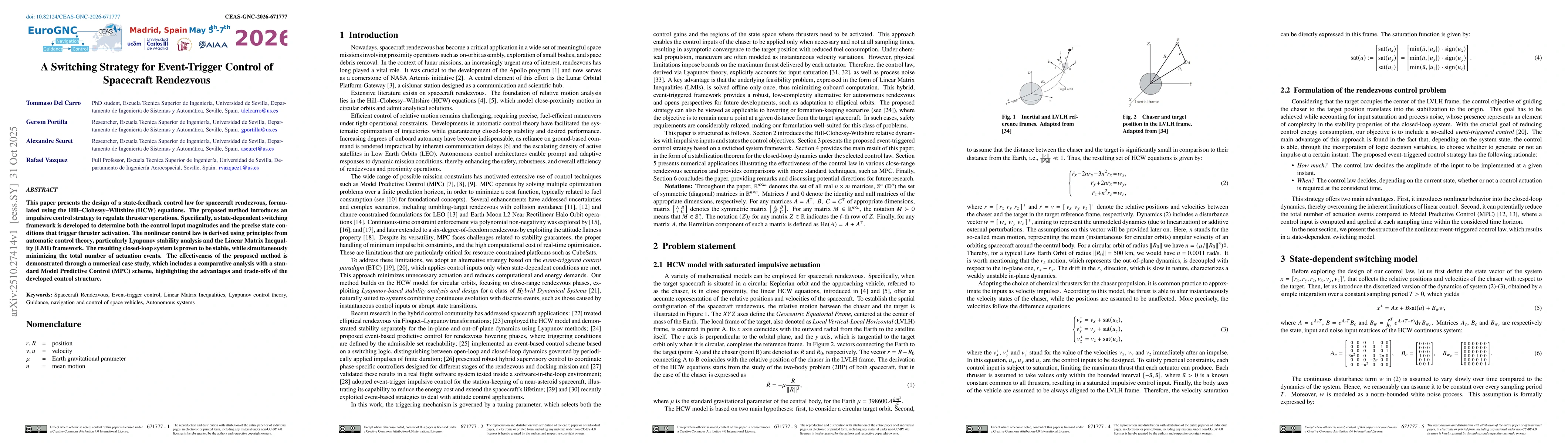 Thumbnail for A Switching Strategy for Event-Trigger Control of Spacecraft Rendezvous