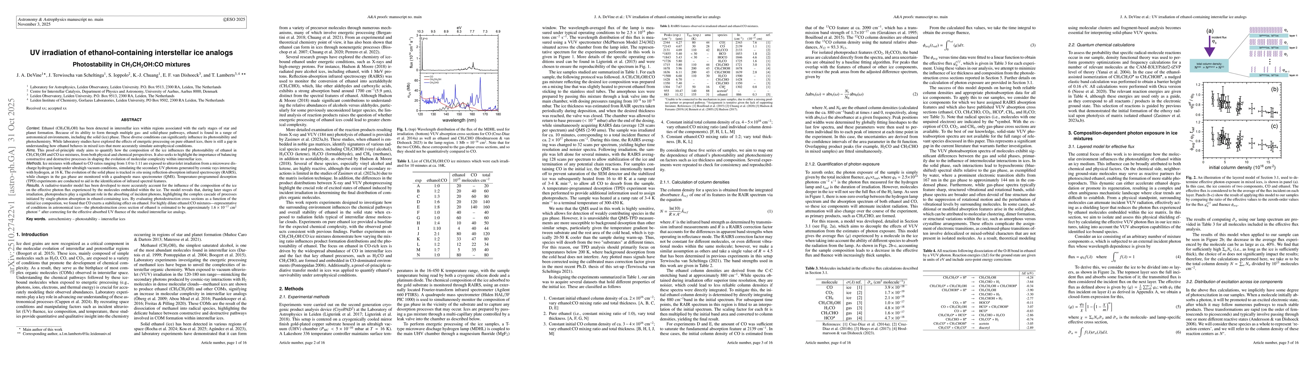 Thumbnail for UV irradiation of ethanol-containing interstellar ice analogs:
  Photostability in CH3CH2OH:CO mixtures