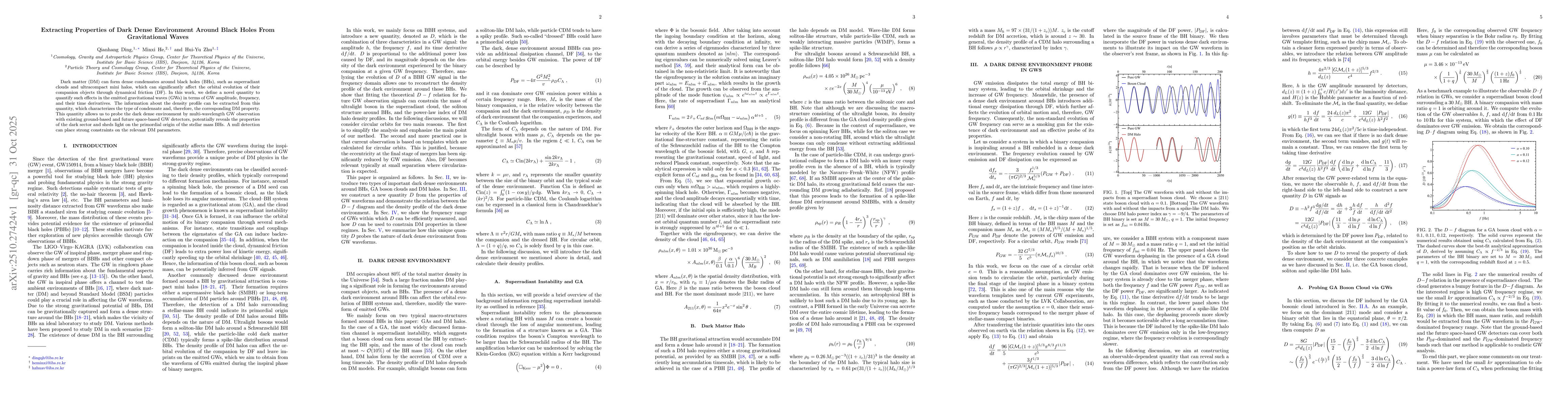 Thumbnail for Extracting Properties of Dark Dense Environment Around Black Holes From
  Gravitational Waves