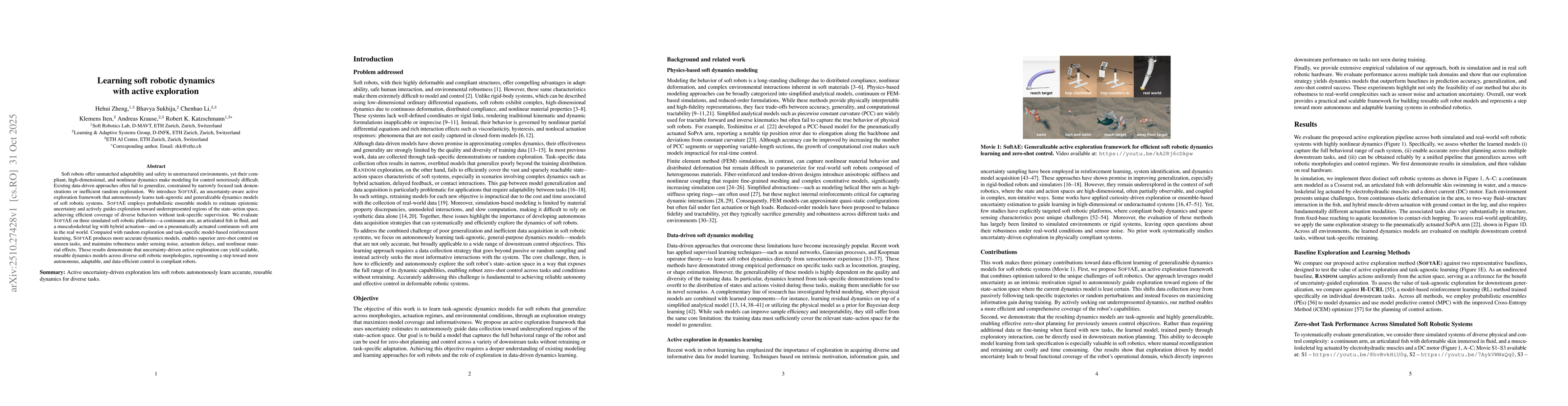 Thumbnail for Learning Soft Robotic Dynamics with Active Exploration