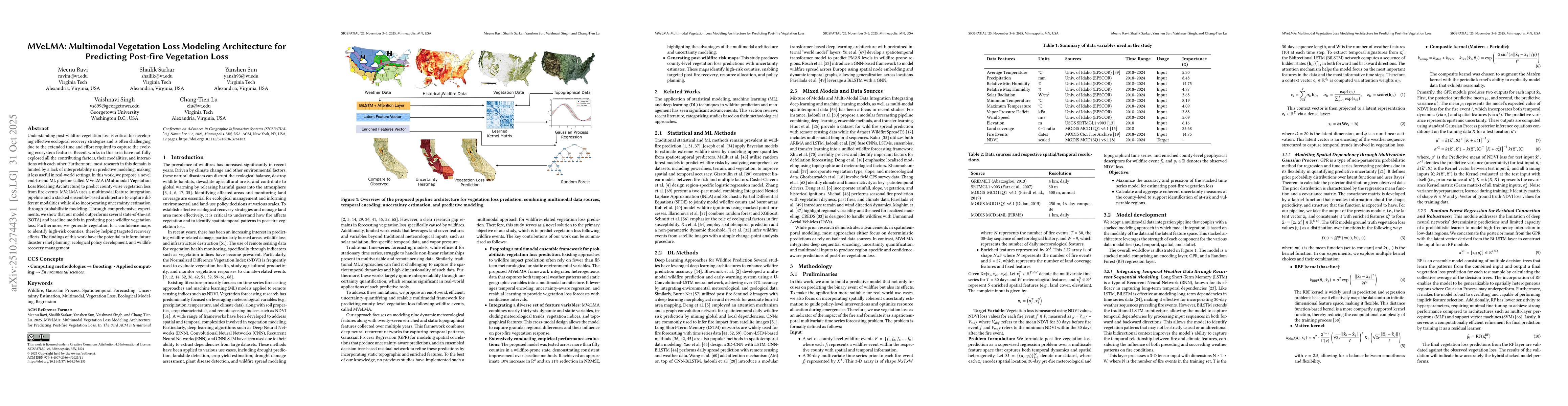 Thumbnail for MVeLMA: Multimodal Vegetation Loss Modeling Architecture for Predicting
  Post-fire Vegetation Loss