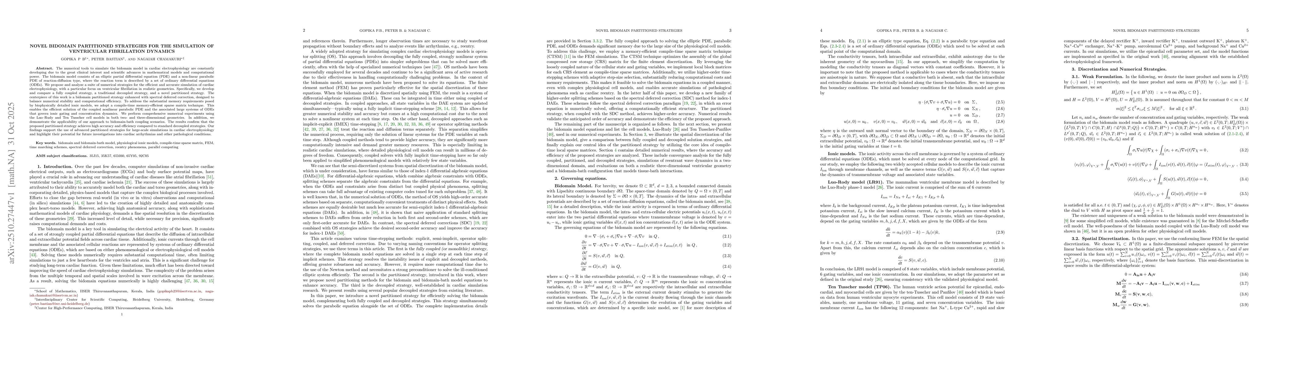 Thumbnail for Novel bidomain partitioned strategies for the simulation of ventricular
  fibrillation dynamics