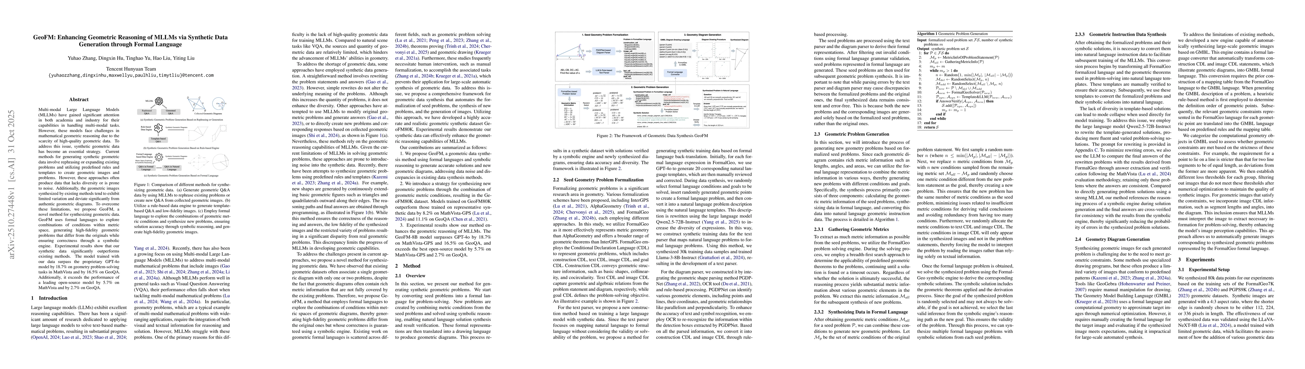 Thumbnail for GeoFM: Enhancing Geometric Reasoning of MLLMs via Synthetic Data
  Generation through Formal Language