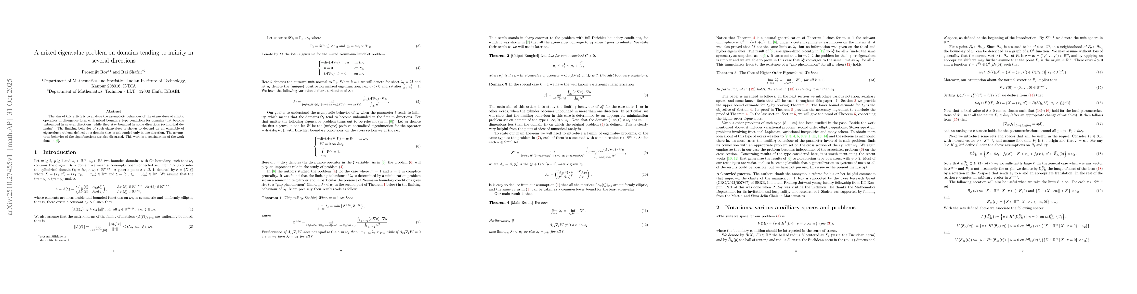 Thumbnail for A mixed eigenvalue problem on domains tending to infinity in several
  directions