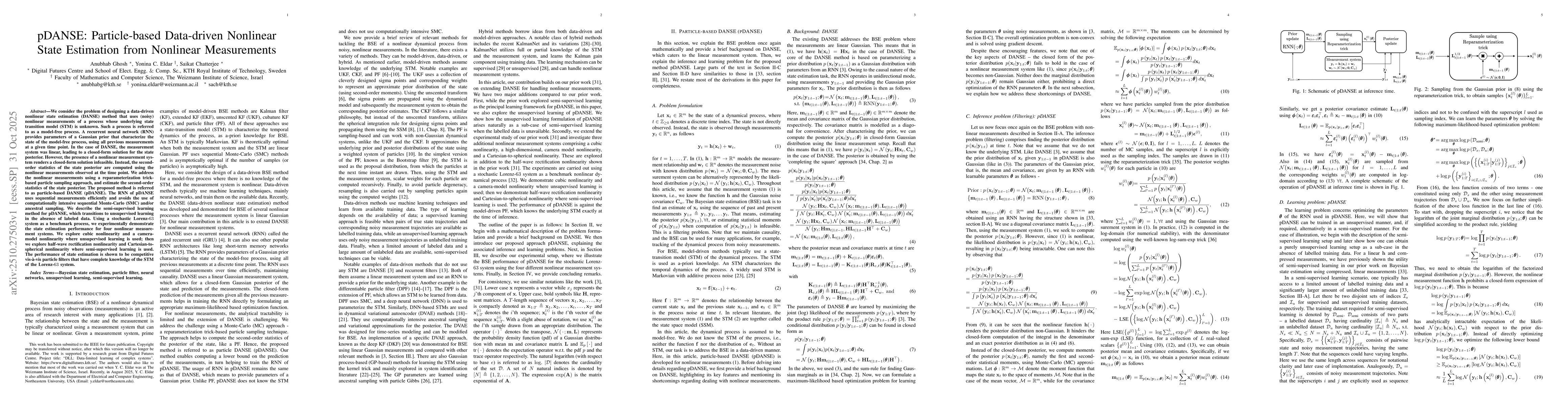 Thumbnail for pDANSE: Particle-based Data-driven Nonlinear State Estimation from
  Nonlinear Measurements