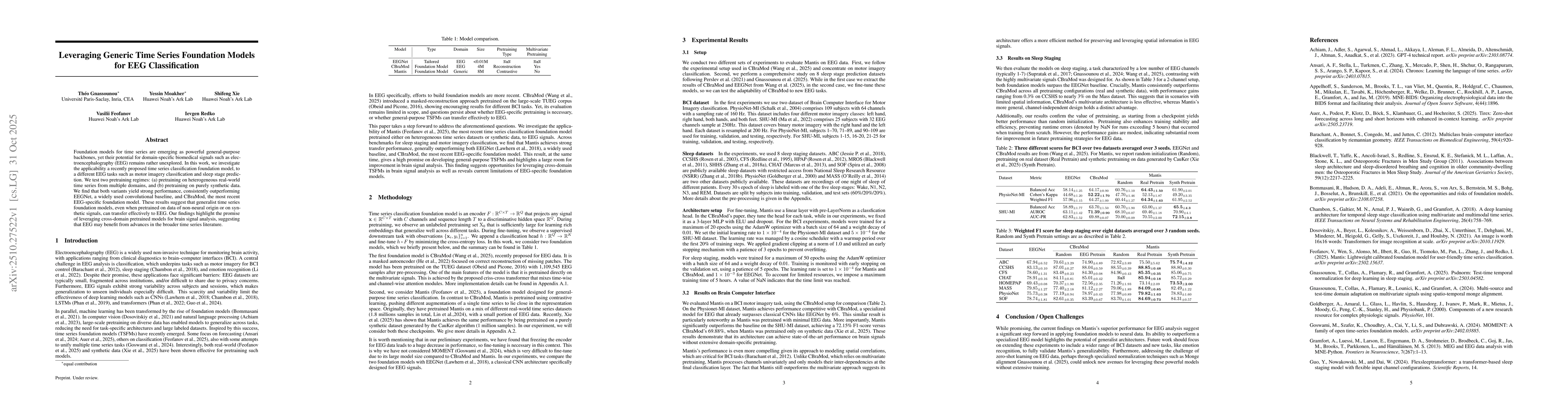 Thumbnail for Leveraging Generic Time Series Foundation Models for EEG Classification