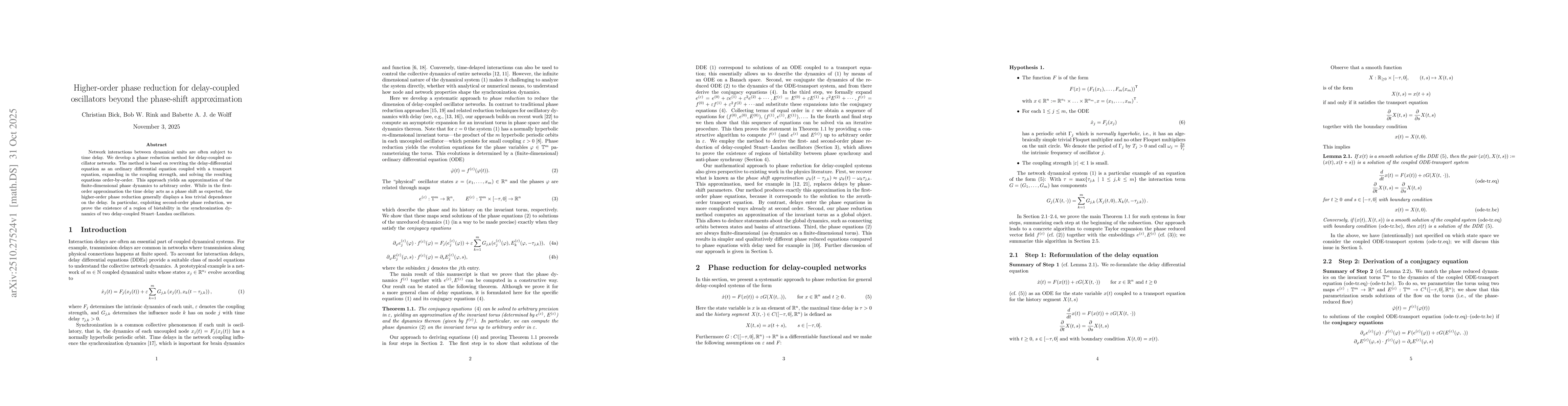 Thumbnail for Higher-order phase reduction for delay-coupled oscillators beyond the
  phase-shift approximation