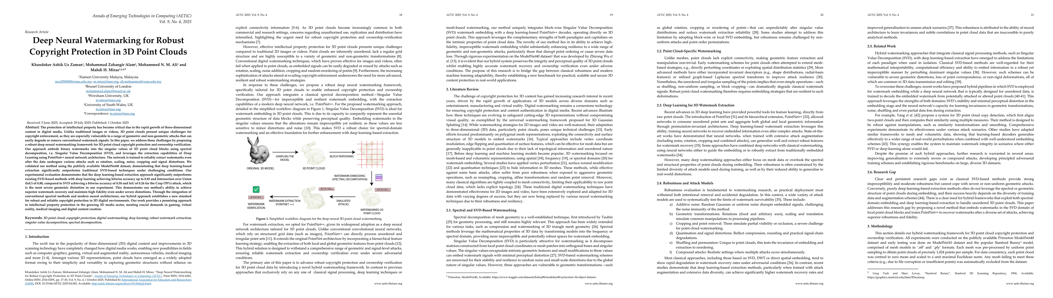 Thumbnail for Deep Neural Watermarking for Robust Copyright Protection in 3D Point
  Clouds