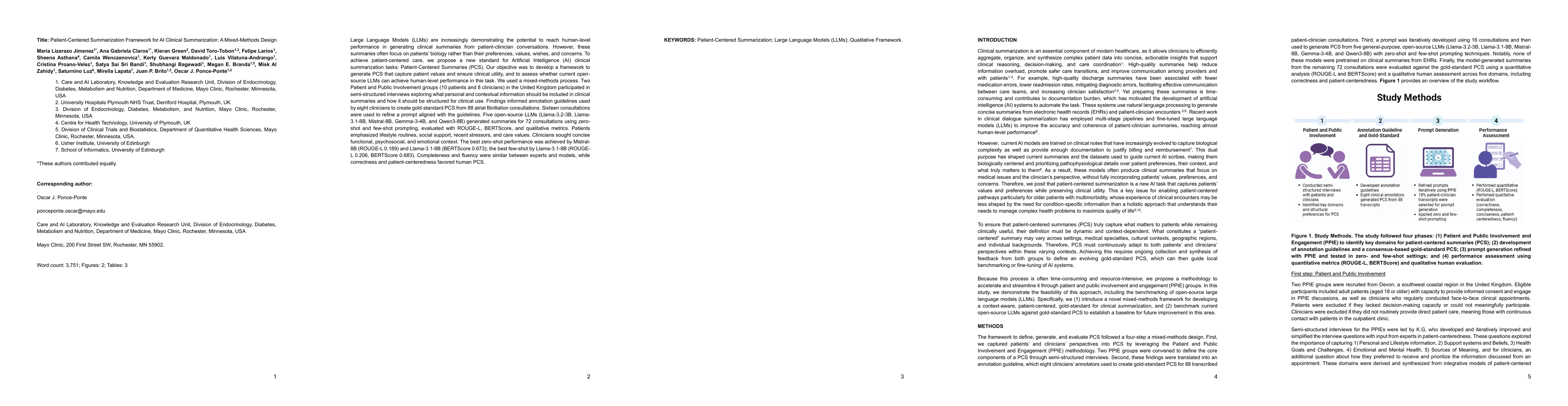 Thumbnail for Patient-Centered Summarization Framework for AI Clinical Summarization:
  A Mixed-Methods Design