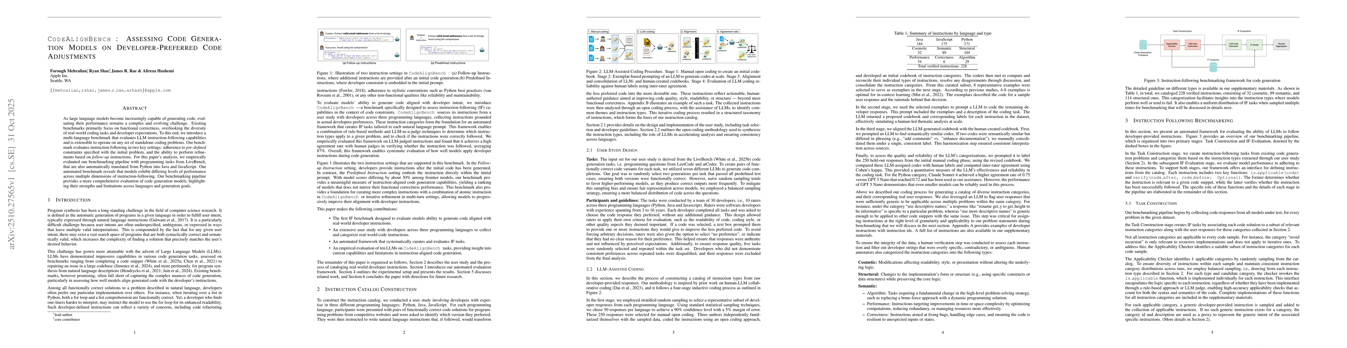 Thumbnail for CodeAlignBench: Assessing Code Generation Models on Developer-Preferred
  Code Adjustments
