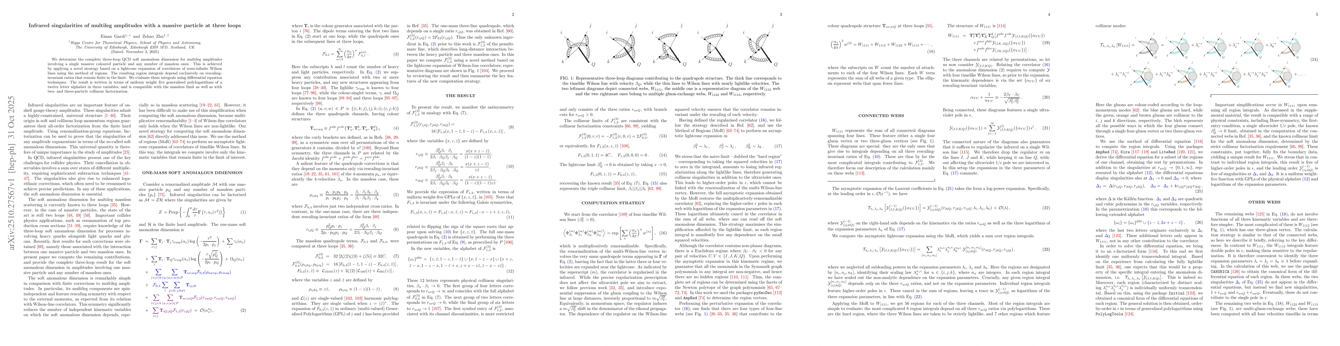 Thumbnail for Infrared singularities of multileg amplitudes with a massive particle at
  three loops