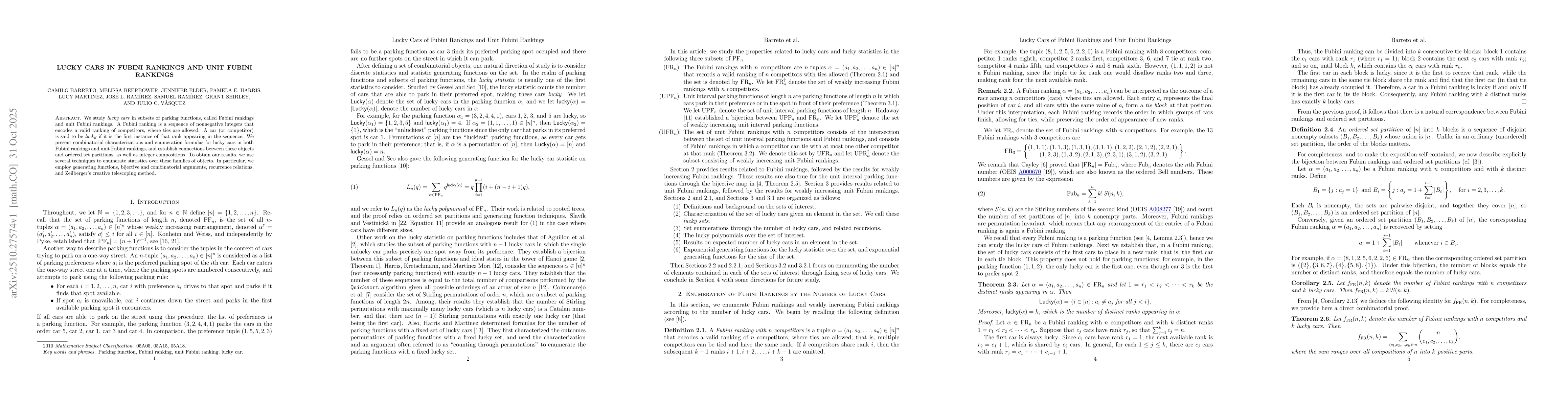 Thumbnail for Lucky Cars in Fubini Rankings and Unit Fubini Rankings