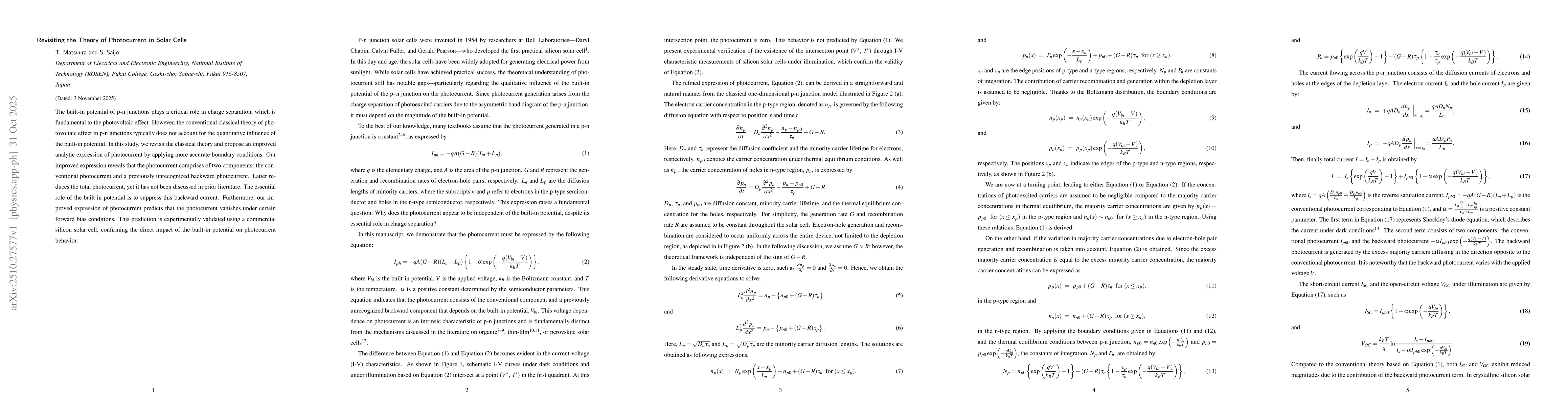 Thumbnail for Revisiting the Theory of Photocurrent in Solar Cells