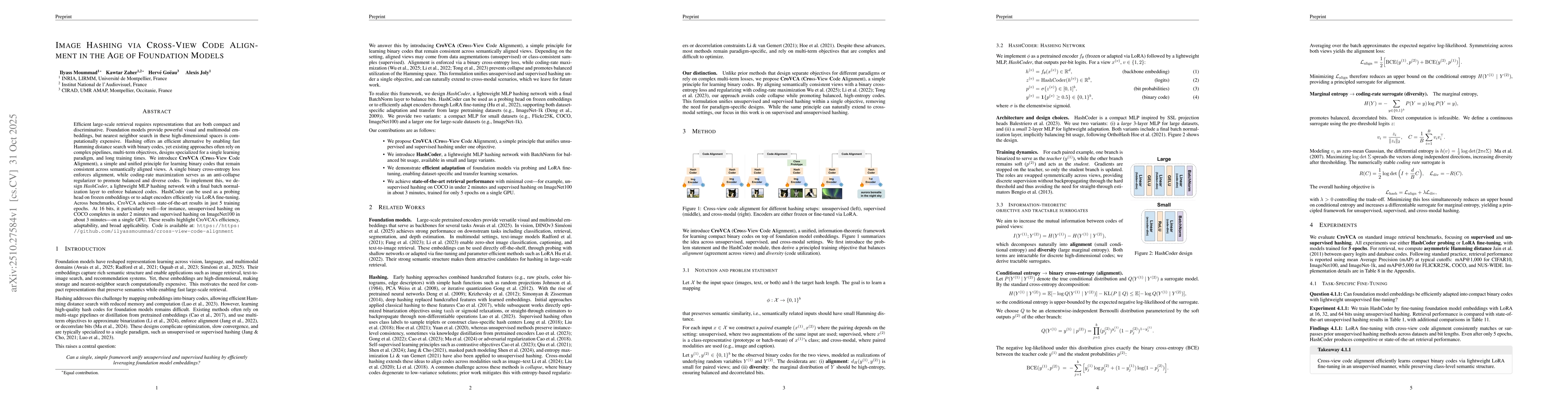 Thumbnail for Image Hashing via Cross-View Code Alignment in the Age of Foundation
  Models