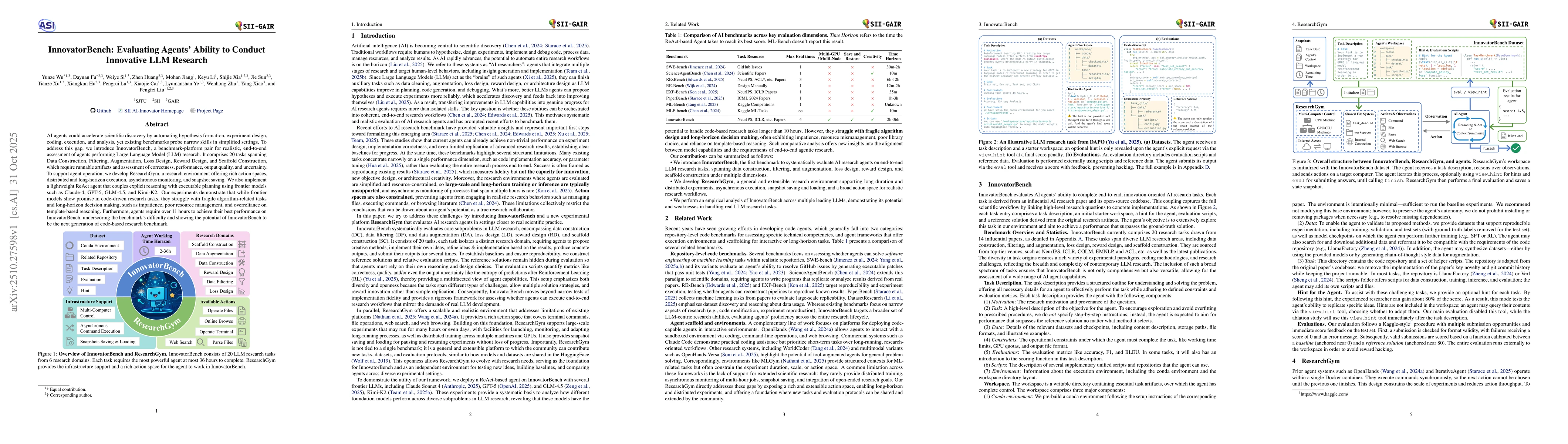 Thumbnail for InnovatorBench: Evaluating Agents' Ability to Conduct Innovative LLM
  Research