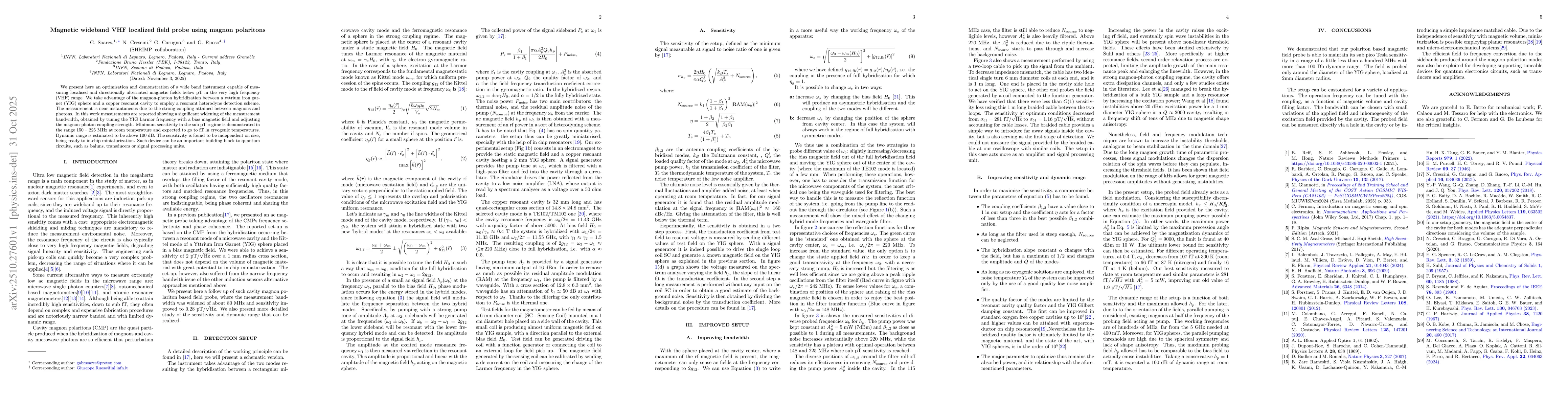 Thumbnail for Magnetic wideband VHF localized field probe using magnon polaritons