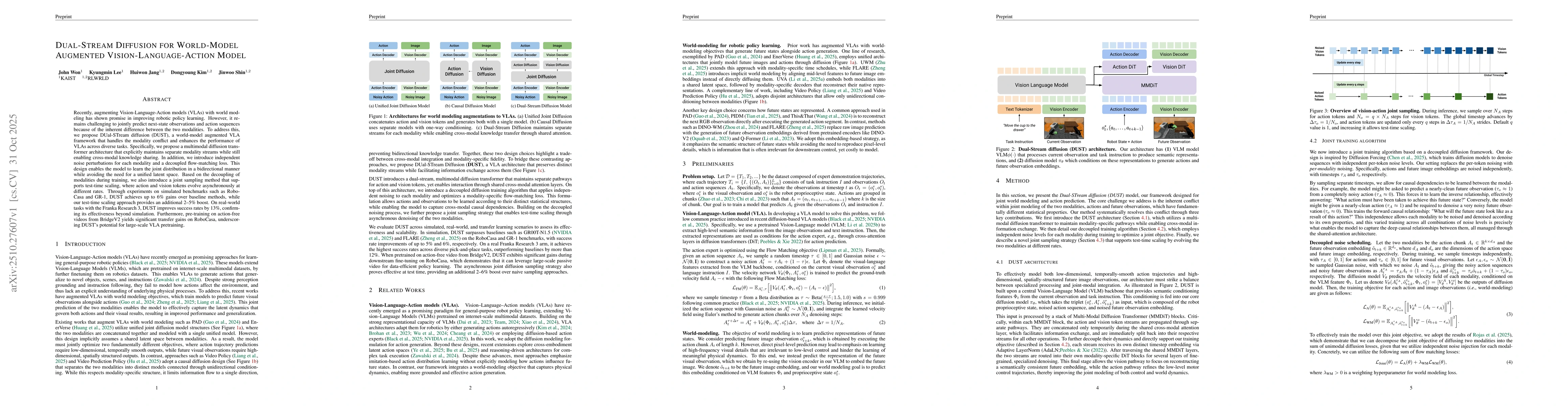 Thumbnail for Dual-Stream Diffusion for World-Model Augmented Vision-Language-Action
  Model