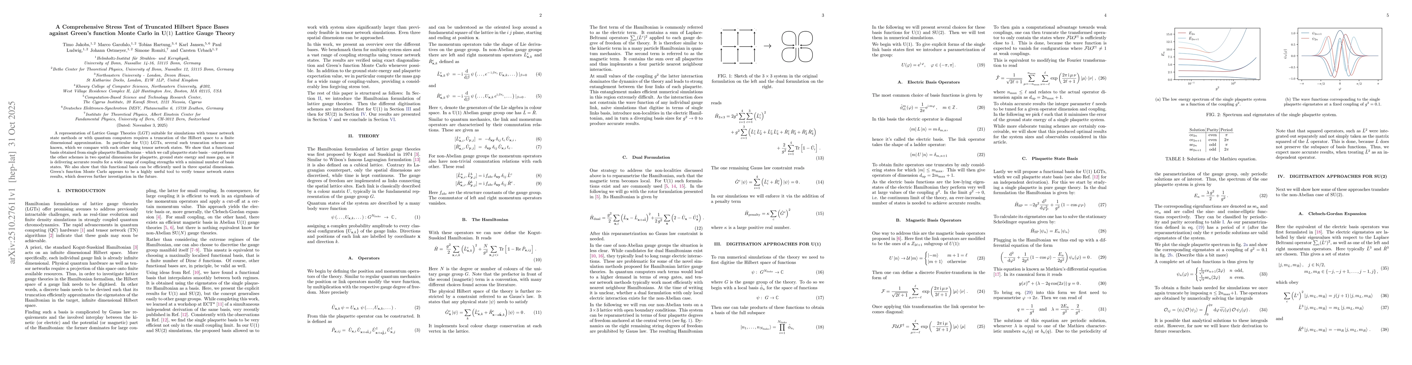 Thumbnail for A Comprehensive Stress Test of Truncated Hilbert Space Bases against
  Green's function Monte Carlo in U(1) Lattice Gauge Theory