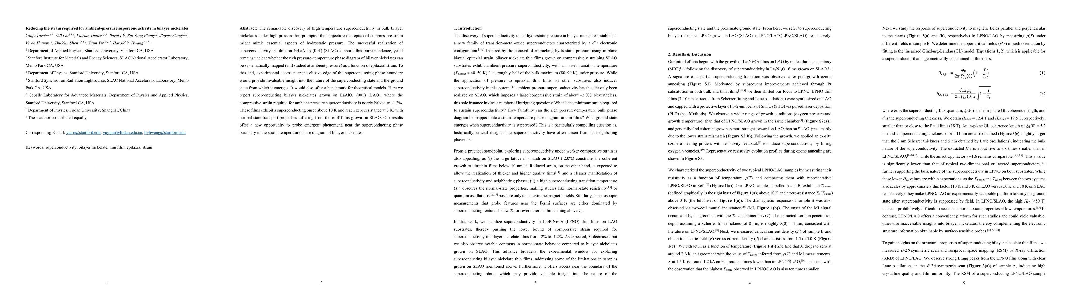 Thumbnail for Reducing the strain required for ambient-pressure superconductivity in
  bilayer nickelates