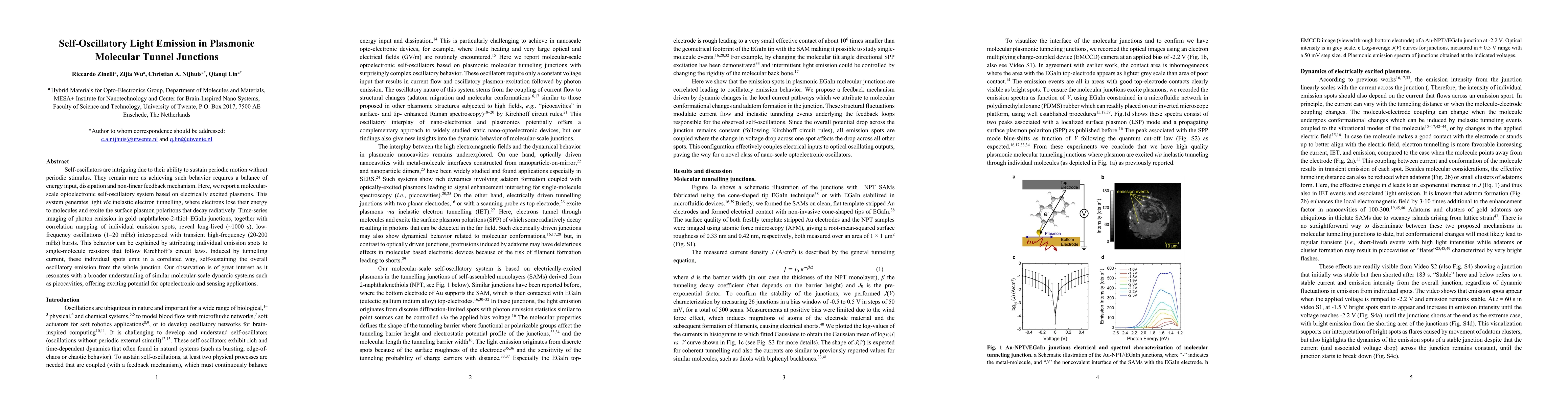 Thumbnail for Self-Oscillatory Light Emission in Plasmonic Molecular Tunnel Junctions