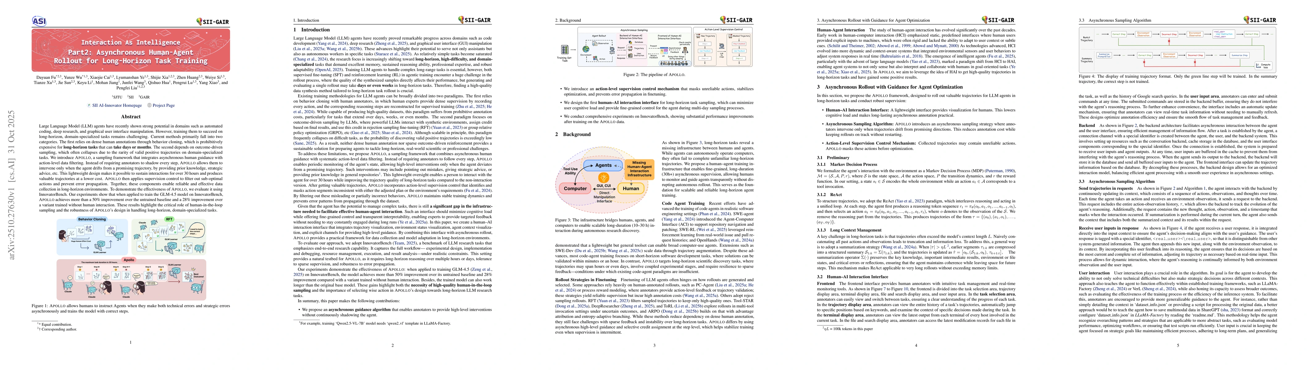 Thumbnail for Interaction as Intelligence Part II: Asynchronous Human-Agent Rollout
  for Long-Horizon Task Training