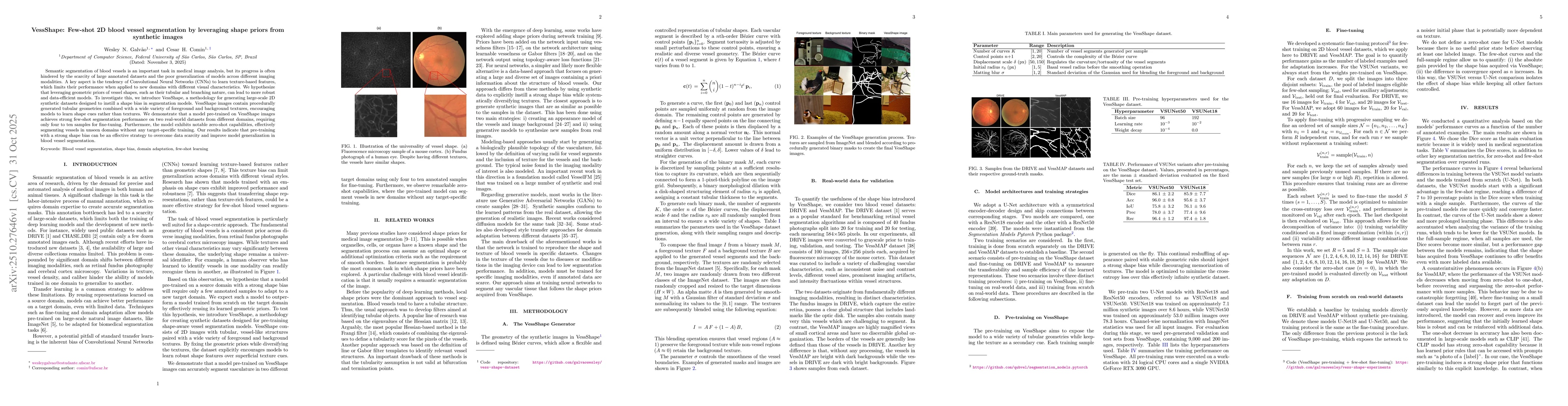 Thumbnail for VessShape: Few-shot 2D blood vessel segmentation by leveraging shape
  priors from synthetic images