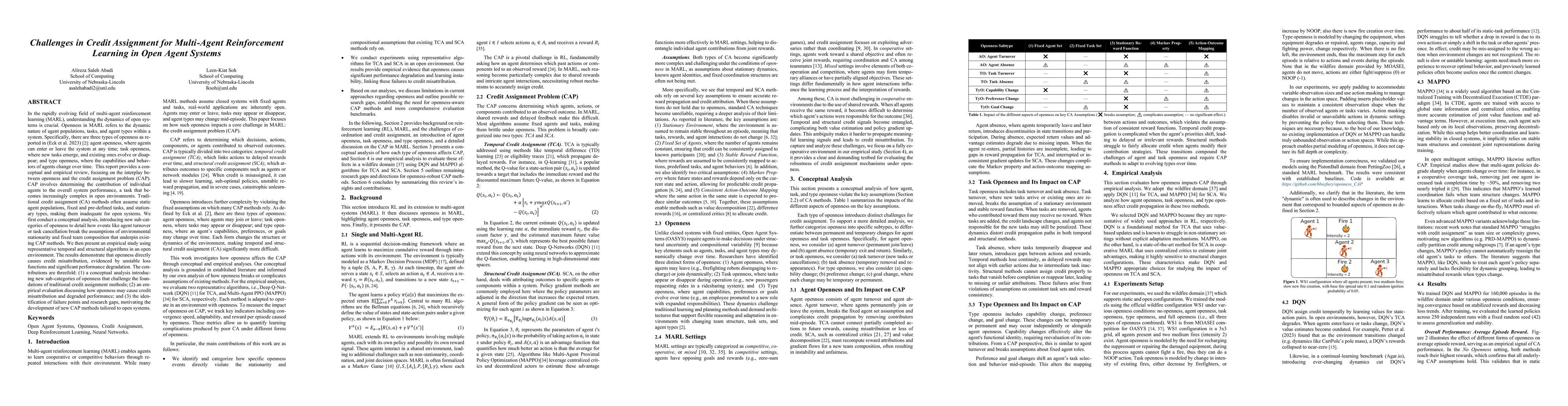 Thumbnail for Challenges in Credit Assignment for Multi-Agent Reinforcement Learning
  in Open Agent Systems