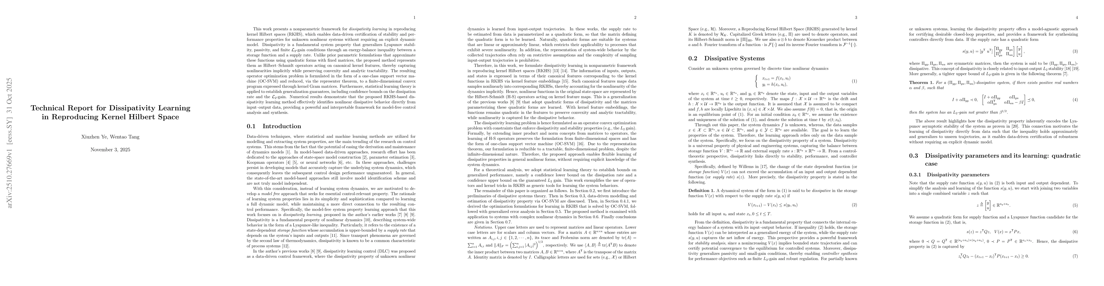 Thumbnail for Technical Report for Dissipativity Learning in Reproducing Kernel
  Hilbert Space