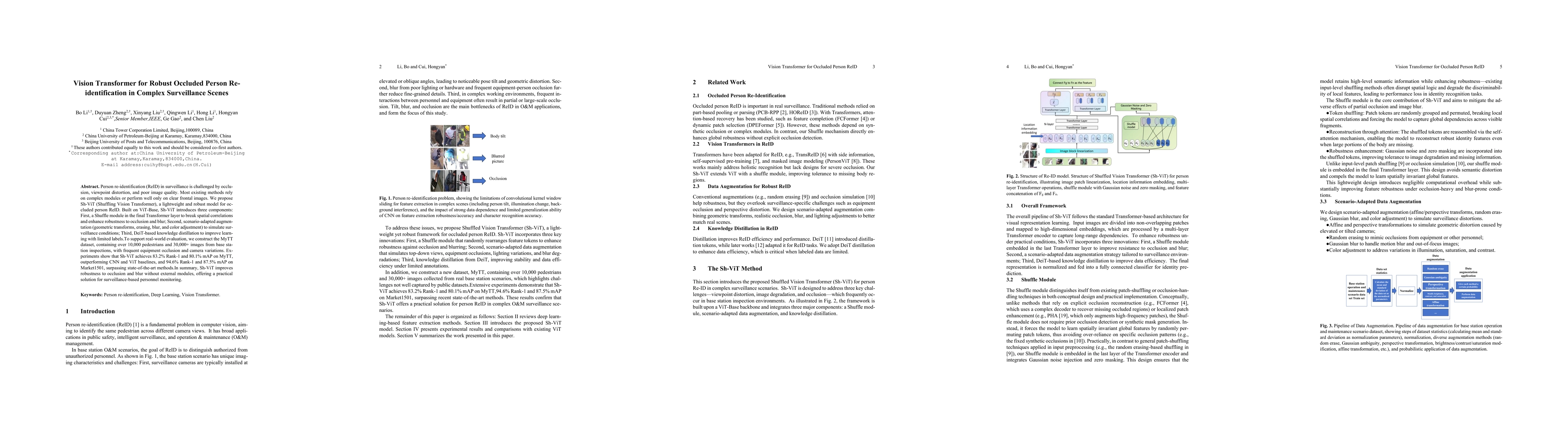 Thumbnail for Vision Transformer for Robust Occluded Person Reidentification in
  Complex Surveillance Scenes
