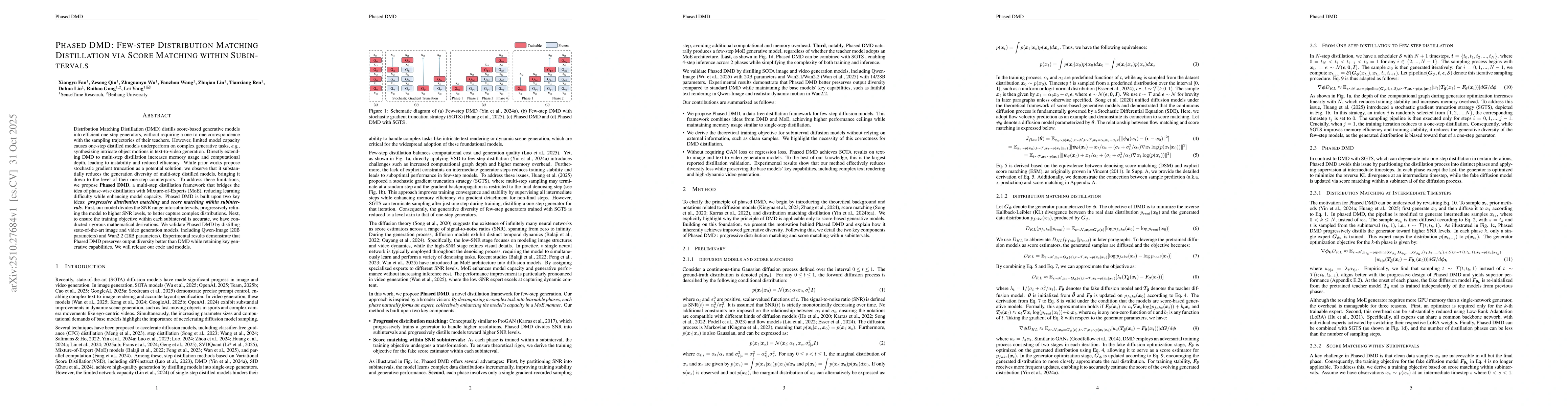 Thumbnail for Phased DMD: Few-step Distribution Matching Distillation via Score
  Matching within Subintervals