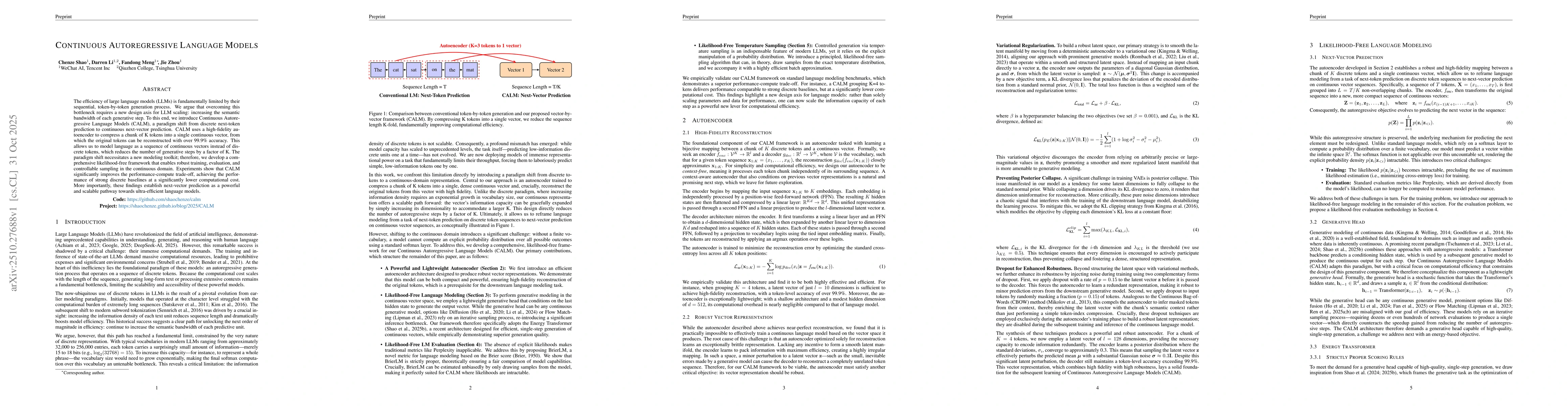 Thumbnail for Continuous Autoregressive Language Models