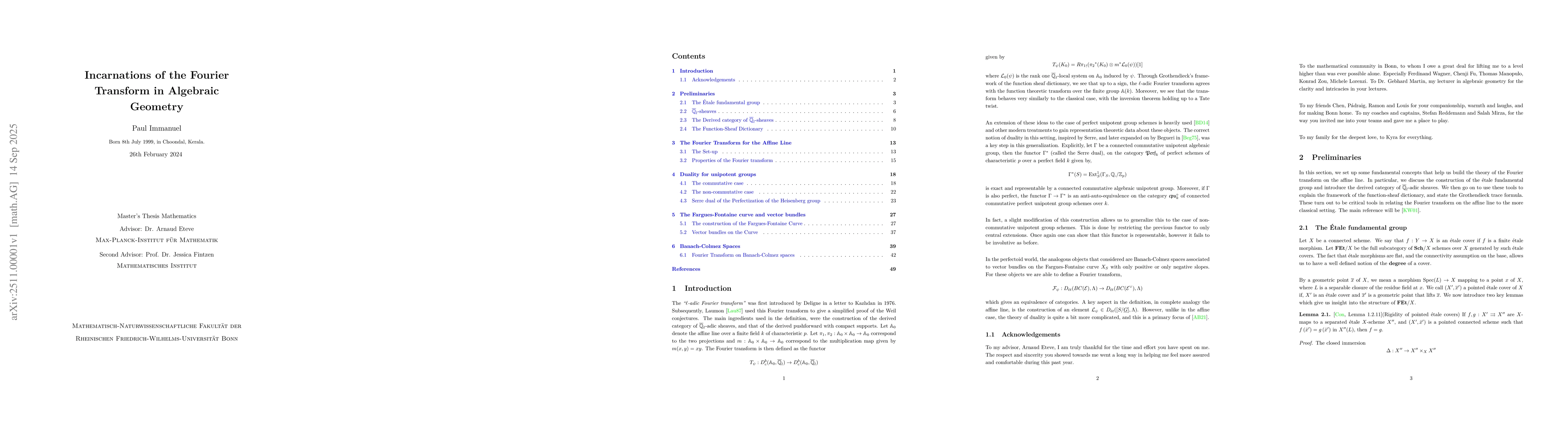 Thumbnail for Incarnations of the Fourier Transform in Algebraic Geometry