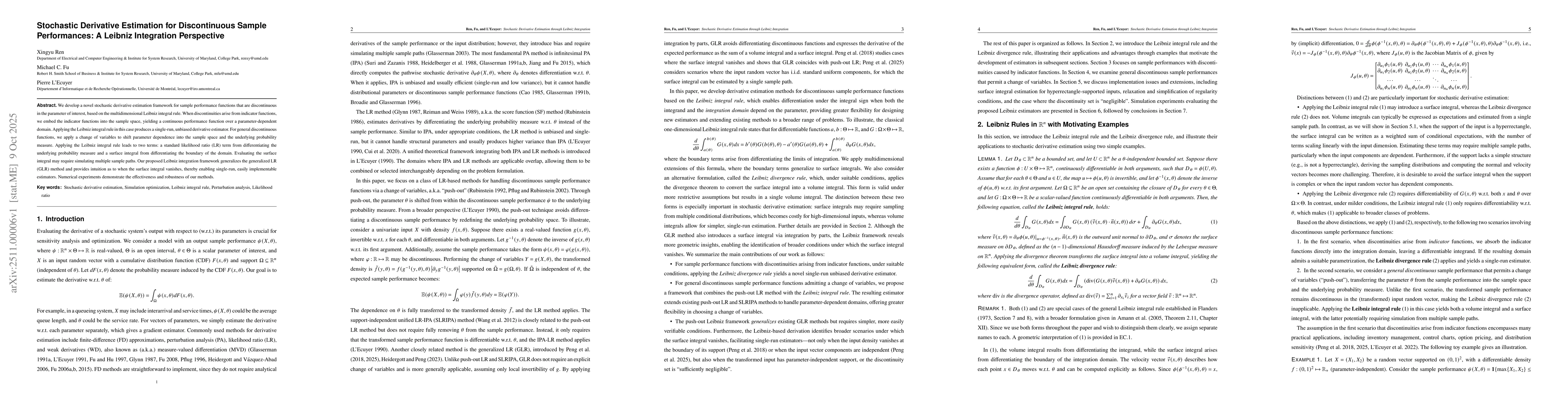 Thumbnail for Stochastic Derivative Estimation for Discontinuous Sample Performances: A Leibniz Integration Perspective